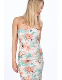 Fitted, elegant dress with orange flowers MP60389 - Online store - Boutique